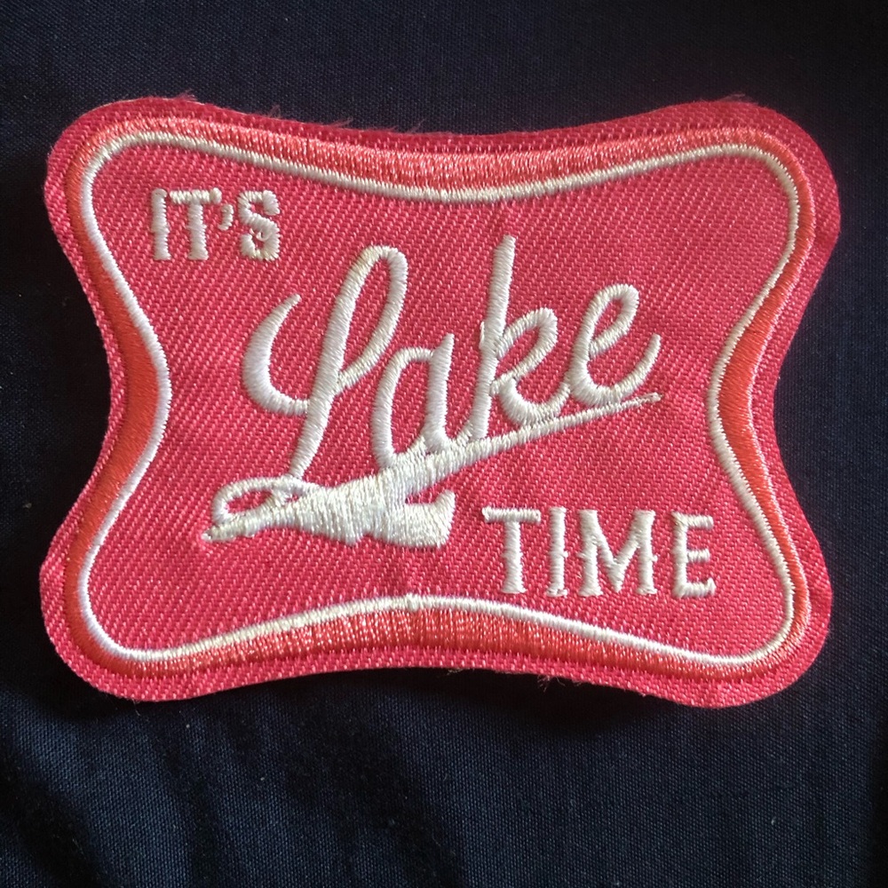 Pink "It's Lake Time" Embroidered Patch - Women Accessories